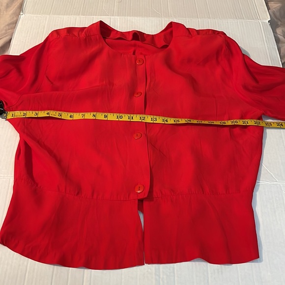 📸♻️ Francine Browner Woman Red Shoulder Padded Vintage Blouse Jacket size 20 - Picture 6 of 7